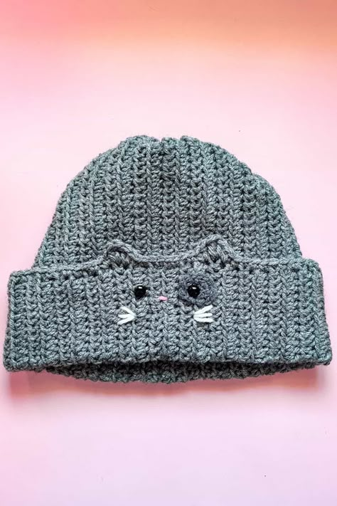 Cat Hat Crochet Pattern Crochet Cat Headband, Birthday Crochet Ideas, Crochet Hat For Cat Pattern Free, Cat Beanie Crochet Pattern Free, Crochet Cat Hat Beanie, Crochet Cat Bucket Hat, Crochet Cat Hat Pattern Free, Crochet Hat Cat Ears Pattern, Kitty Hat Crochet