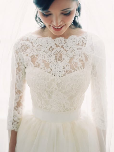 Paris Destination Wedding from Clary Pfeiffer, stunning lace top over Vera Wang dress Vera Wang Gowns, Autumn Bride, Lace Wedding Dress With Sleeves, 2015 Wedding Dresses, White Wedding Dress, A Wedding Dress, Wedding Dress Sleeves, Going To The Chapel, Long Sleeve Wedding