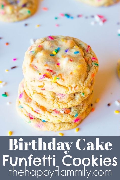 Birthday cake funfetti cookies. Funfetti recipes for birthday celebrations. Amazing cookie recipes. The best cookie recipe. Funfetti cookies. Vanilla pudding cookie recipe. White chocolate chip funfetti cookie recipe with vanilla pudding. The best cookie recipe. How to make the best cookies. Birthday recipes for kids. Easy funfetti recipes. #funfetti #birthday #cookies #baking #pudding Instant Vanilla Pudding Recipes, 3 Ingredient Pudding, Birthday Cake Funfetti, Vanilla Pudding Cookies, Cookies Funfetti, Vanilla Pudding Desserts, Jello Pudding Recipes, Funfetti Recipes, Funfetti Cookie Recipe