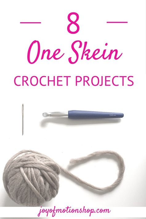 8 One Skein Crochet Projects! One Skein Crochet Projects, One Skein Crochet Patterns, Crochet One Skein, Yarn Crochet Ideas, One Skein Projects, Crochet Teacher Gifts, Scrap Yarn Projects, Crochet Tutorials For Beginners, One Skein Crochet