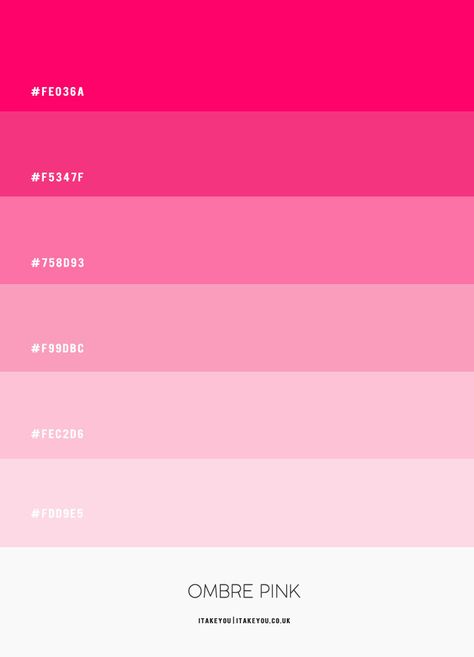 Gradient Pink Color Palette, Ombre Shades Color Schemes, Shades Of Pink Hex Codes, Pink Colors Pallete, Pink Palette Code, Google Calendar Hex Codes Pink, Pink Hex Color Palette, Pink Shade Color Palette, Pink Colours Shades