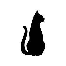 Black Cat Sitting Drawing, Black Cat Easy Drawing, Small Black Cat Tattoo Silhouette, Simple Cat Silhouette, Simple Silhouette Drawing, Black Cat Minimalist Tattoo, Cat Shadow Tattoo, Cat Profile Tattoo, Easy Cat Silhouette