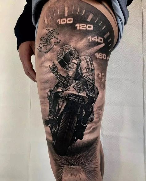 Biker Tattoo on Hip - Best Tattoo Ideas Gallery Motocycle Tattoo Idea, Dirt Bike Tattoos, Mens Hip Tattoos, Motorcycle Tattoo Ideas, Lower Hip Tattoos, Biker Tattoos Designs, Hip Tattoo Ideas, Moto Tattoo, Cactus Tattoos