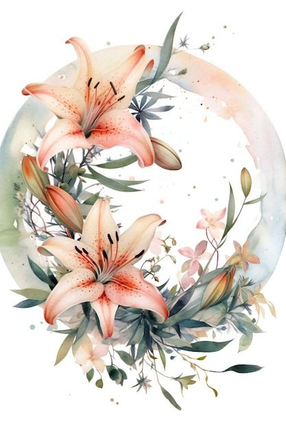 Painting Of A Flower, Water Color Floral, Pink Lilies, Vibrant Bouquet, Bird Watercolor Paintings, Botanical Elements, Watercolor Designs, Watercolour Inspiration, Flower Art Images