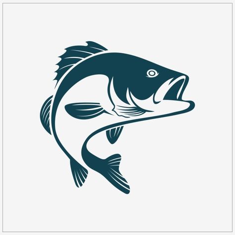 Fish Vector Illustration, Fish Logo Design Ideas, Fish Design Logo, Fish Illustration Design, Illustrated Fish, Fish Vector Art, Fish Graphic Design, Fishing Logo, Fish Silhouette