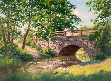 https://flic.kr/p/Be4FXm | krouthén, johan - The Old Bridge | Johan Krouthén  1858-1932  Zweden Johan Krouthen, Bridge Art Paintings, Mural Landscape, Old Bridges, Bridge Painting, Bridge Art, Under The Bridge, River Water, Marble Ceramics