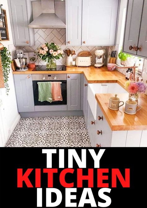 Tiny kitchen ideas Tiny U Shaped Kitchen, Small Kitchen Ideas Layout, Small Kitchen Inspiration, Small Kitchen Ideas On A Budget, Enclosed Kitchen, Top Kitchen Designs, Tiny Mobile House, Mobile Home Kitchen, Tiny Kitchen Design