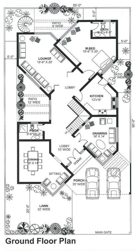 Rajesh 10 Marla House Plan, Flat House Design, Home Map Design, Single Storey House Plans, Indian House Plans, Basement House Plans, Building House Plans Designs, Building Plans House, Architectural Floor Plans