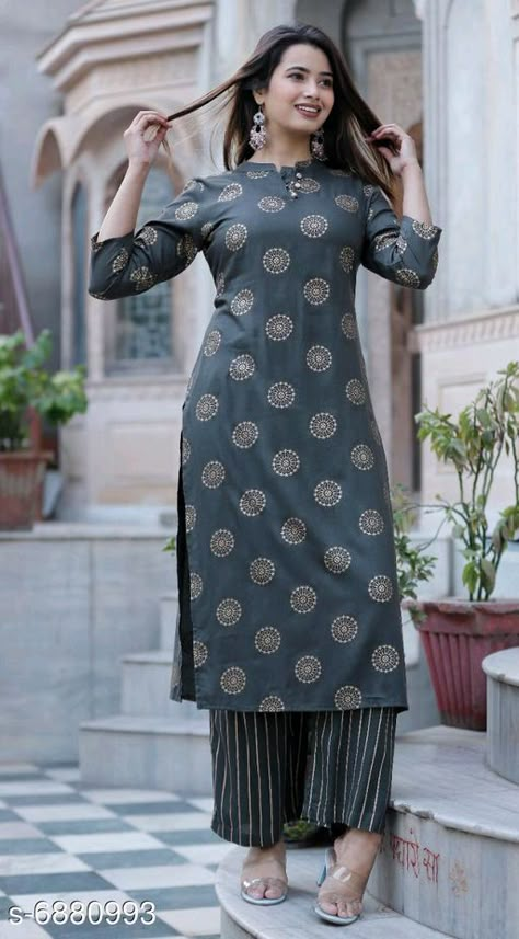 Kurti set: variable, Free COD WhatsApp+919199626046 Kurti Plazo Fashion Styles, Long Kurta Designs, Kurti With Palazzo, Simple Kurta, Rayon Kurti, Simple Kurti, Long Kurta, Simple Kurta Designs, Kurta Style