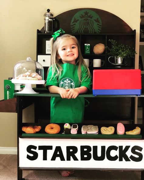 Turn your old kitchen into a kids starbucks Starbucks Play Center, Pretend Starbucks, Starbucks Playhouse, Starbucks Dramatic Play, Target Party, Just Be Honest, Target Store, Mermaid Tails For Kids, Boss Coffee