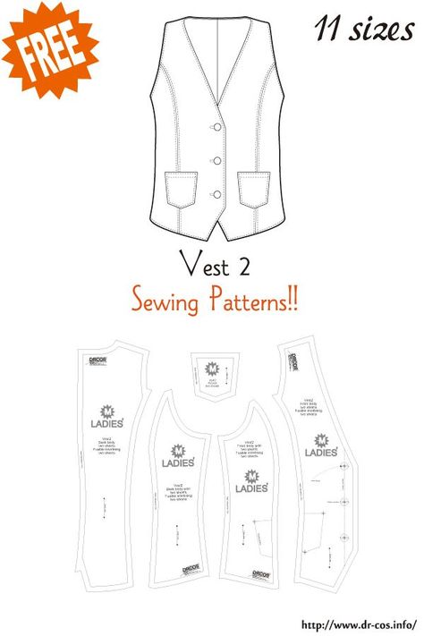 Mens Vest Pattern, Diy Vest, Vest Sewing, Waistcoat Pattern, Vest Pattern Free, Vest Sewing Pattern, Fabric Christmas Ornaments Diy, Christmas Ornaments Diy, Sew Ins