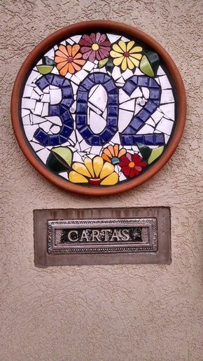 House Numbers Ideas, House Number Ideas, Mosaic House Numbers, Mosaic Art Diy, Number Ideas, Mosaic Garden Art, Mosaic Madness, Mosaic Art Projects, Mosaic Tile Art