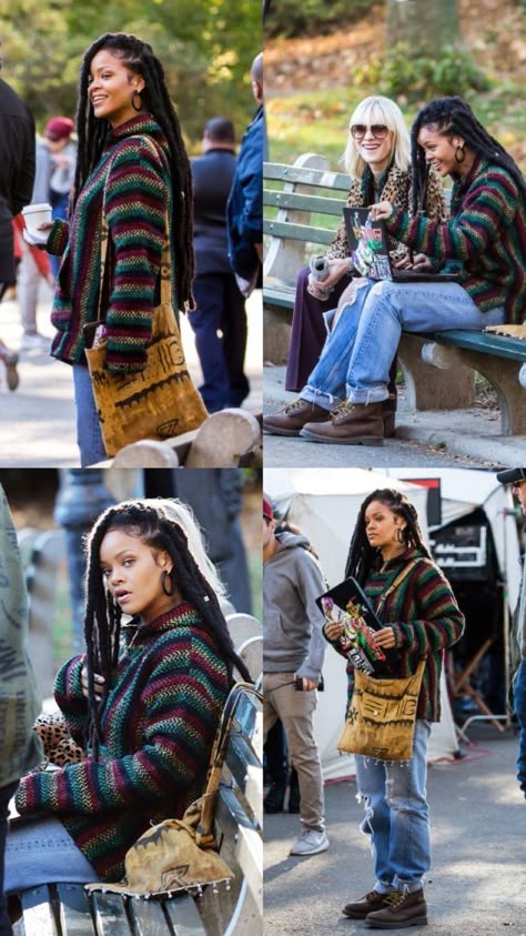 Winter Boho Style Black Women, Bohemian Outfits 2023, Bohemian Fall Outfits Black Women, Boho Black Women Aesthetic Winter, Lauryn Hill Inspired Outfits, Fall Boho Outfits Black Women, Winter Bohemian Outfits Black Women, Bohemian Fashion Black Women, Boho Looks Black Women