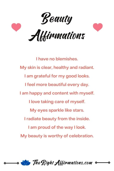 Affirmation About Beauty, Affirmation And Manifestation, Affirmations For Looks, Different Types Of Affirmations, I Declare Affirmations, Manifestation For Beauty, Daily Affirmations Beauty, Positive Beauty Affirmations, Powerful Beauty Affirmations