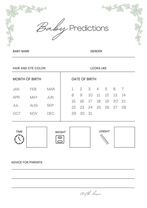 Minimal Baby Predictions Card Game - Templates by Canva Predicting Activities, Baby Shower Prediction Cards, Game Worksheet, Baby Gender Prediction, Baby Prediction Cards, Minimal Baby, Free Printable Baby Shower Games, Fiesta Shower, Gender Prediction