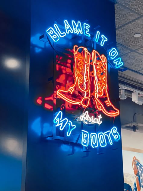 Neon Western Aesthetic, Western Neon Signs Aesthetic, Nashville Asethic Wallpaper, Western Photography Aesthetic, Neon Cowboy Boots, Bud Light Aesthetic, Cowboy Boot Neon Sign, Nashville Neon Signs, Western Retro Aesthetic