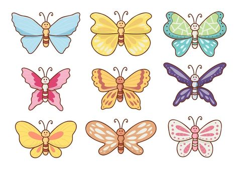 How To Draw Small Butterflies, Butterfly Cute Drawing, Butterfly Cartoon Drawing, Butterfly Cartoon Images, Cute Butterfly Cartoon, Colorful Butterfly Drawing, Cartoon Butterflies, Butterfly Character, Diary Thoughts