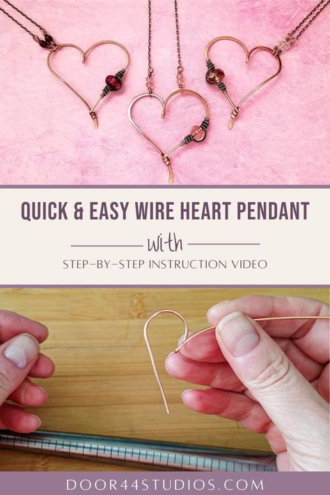 Have you ever wanted to learn to make wire jewelry? This quick and easy wire heart pendant is a perfect project for beginners. Just follow along with the highly detailed video tutorial and you'll end up with a beautiful pendant that you'll be proud to wear or gift. And the best part is that this pretty and practical pendant makes the perfect gift for someone you love. It works well as a birthstone necklace or add multiple beads to create a meaningful gift for the moms in your life. Make Wire Jewelry, Copper Wire Crafts, Wire Jewelry Patterns, Metal Jewelry Making, Aol Mail, Wire Heart, Wire Wrap Jewelry Designs, Creative Creations, Wire Wrapped Jewelry Diy