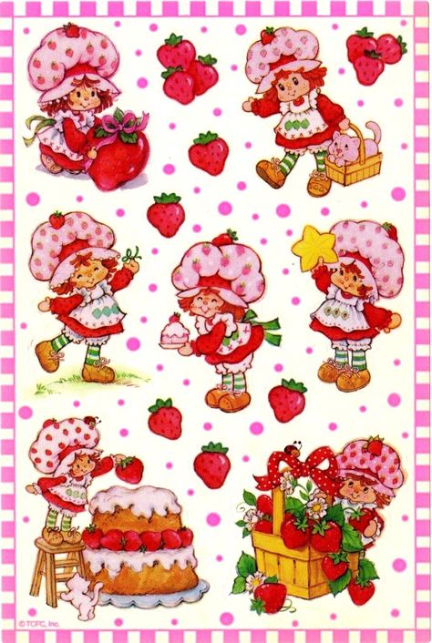 Kenner/American Greetings Strawberry Shortcake Sticker Sheet - Late 90's reissue Strawberry Shortcake Friends, Strawberry Shortcakes, Strawberry Shortcake Cartoon, Strawberry Shortcake Characters, Short Cake, Strawberry Shortcake Doll, Vintage Strawberry Shortcake, Vintage Strawberry, 80s Cartoons