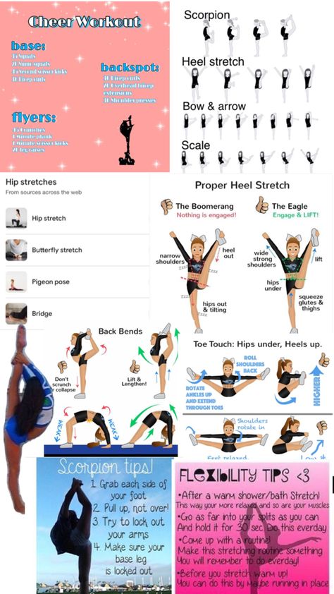 Best stretching tips for cheer Cheer Beginner Tips, Cheer Routines For Beginners, How To Get Into Cheerleading, Cheer Tryouts Tips, Stretches For Cheer, Cheer Stretches For Beginners, Beginner Cheer Workout, Cheer Tips For Beginners, Dance Tryout Tips