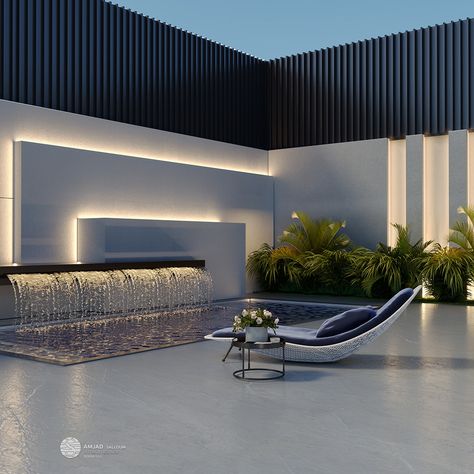 Swimming Pool Design Out Door on Behance Kolam Koi, Terrace Garden Design, Rooftop Terrace Design, Rooftop Design, Pool Landscape Design, Modern Pools, Modern Backyard, Have Inspiration, Backyard Pool Designs