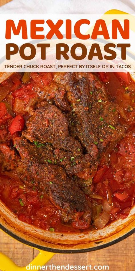 Different Chuck Roast Recipes, Non Traditional Roast Recipes, Mexican Pot Roast Crock Pot Recipes, Guajillo Chile Pot Roast Pioneer Woman, Croc Pot Chuck Roast, Texas Pot Roast, Mexican Pot Roast Tacos, Pot Roast Mexican Style, Chipotle Chuck Roast