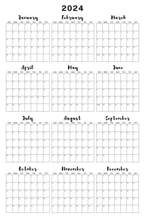 2024 Wall Calendar - Stay Organized All Year Calendar Printables 2024, Calendar 2024 Aesthetic Cute, 2024 Calendar Design, Giant Calendar, Planer 2024, 2024 Schedule, 2024 Journal, Full Year Calendar, Vertical Calendar