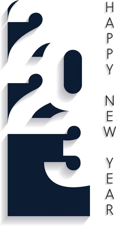 2023 Numbers Design, 2022 Typography Design, Vertical Label Design, 2023 Logo Design Number, Happy New Year 2023 Logo Design, Pf 2023 Design, New Year Logo 2023, New Year Card Design Ideas, Happy New Year Design Ideas