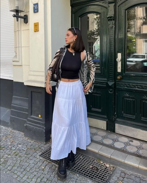 Outfits Ideas Skirt, Skirt Outfit Aesthetic, Maxi Skirt Casual, Skirt Outfits Ideas, A Line Skirt Outfits, Skirt Outfits Aesthetic, White Skirt Outfits, Boho Maxi Skirt, Outfits Skirt