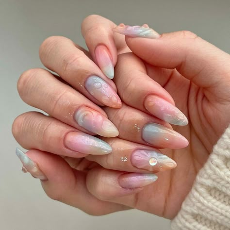 Pastel Colour Nails Acrylic, Cotton Candy Color Nails, Pastel Swirl Nails, Candy Nails Designs, Candy Color Nails, Nails Cotton Candy, X Nails Design, Megan Gwynn, Cotton Candy Art