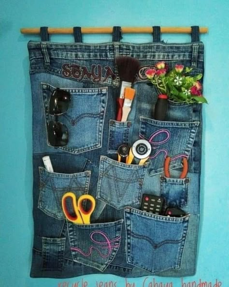 Återvinna Jeans, Artisanats Denim, Tas Denim, Jeans Crafts, Denim Crafts Diy, Blue Jeans Crafts, Seni Dan Kraf, Denim Projects, Hair Hoco