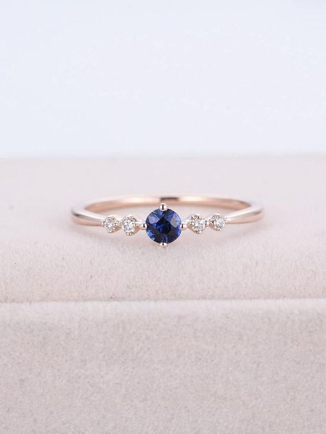 Sapphire Engagement Ring Rose Gold, Ring Layering, Diamond Ring Women, Simple Bridal Jewelry, Cluster Diamond Ring, Sapphire Wedding Rings, Wedding Simple, Engagement Ring Rose Gold, Moonstone Engagement Ring