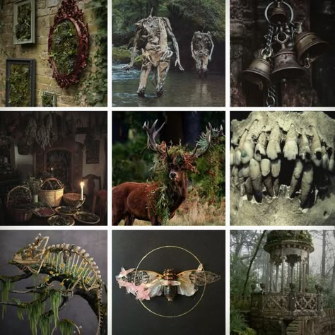 Forest Monster Aesthetic, Mushroom Mood Board, Cottage Core Moodboard, Moodboard Template Layout, Goblincore Moodboard, Moth Moodboard, Horse Moodboard, Oc Moodboard Aesthetic, Earthy People