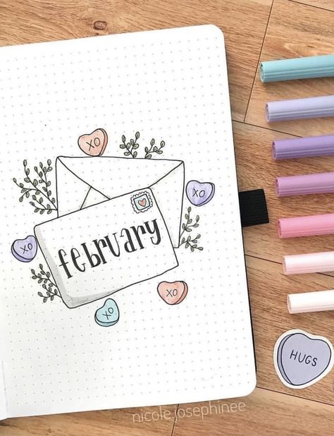 64 Best February Bujo Spreads You Need - atinydreamer Journal D'inspiration, February Bullet Journal, Bullet Journal Month, Bullet Journal Ideas Templates, Happy February, Bullet Journal Cover Page, Creating A Bullet Journal, Bullet Journal Cover Ideas, Bullet Journal Paper