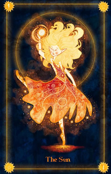 The Sun Card, Tarot Card Designs, The Sun Tarot Card, The Sun Tarot, Character Design Challenge, Sun Illustration, Consciousness Art, Online Tarot, Tarot Cards Art