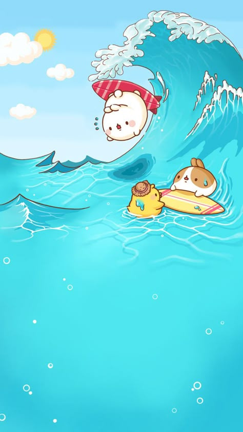 Molang in Summer Games Tattoo, Molang Wallpaper, Kawaii Summer, Walpapers Cute, 귀여운 음식 그림, Kawaii Background, Cute Summer Wallpapers, Images Kawaii, Kawaii Illustration