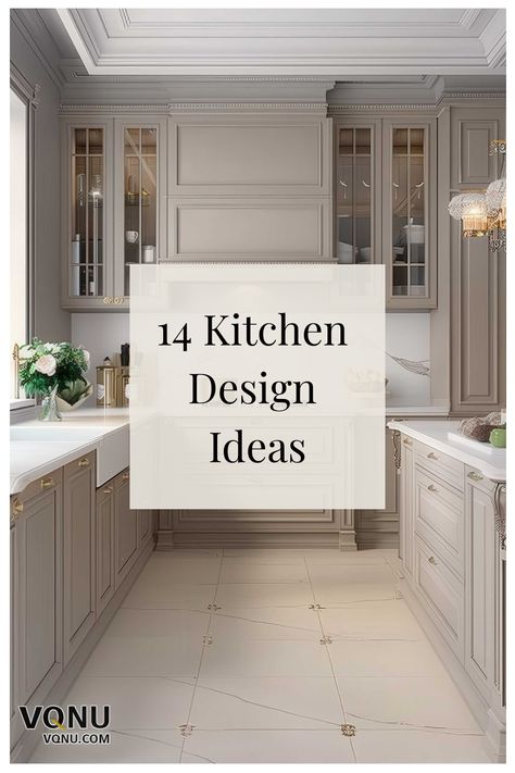 A collection of 14 unique and stylish kitchen designs showcasing a variety of layouts, colors, and decor styles for inspiration. Home Kitchen Design Modern, The Best Kitchen Design, Kitchen Reno Inspiration, French Country Modern Kitchen Interior Design, Custom Kitchen Design, Whole Kitchen Design, Interior Home Design Ideas Kitchens, Kitchen Design Transitional Inspiration, Kitchen With Sconces