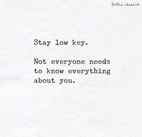 stay low key. Low Key Quotes, Stay Low Key, Trust People, Key Quotes, Best Inspirational Quotes, I Trust, Intj, Wonderful Words, Inspiring Quotes About Life