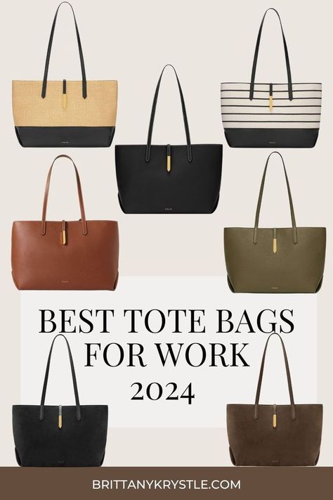 These are the 34 best stylish work tote bags for women in 2024! Affordable and mid luxury work bag options that can fit all of your essentials plus a laptop! Includes totes from Cuyana, Madewell, Tory Burch, Demellier, CALPAK, Dagne Dover, COACH & more with several quiet luxury bag options. Chic and functional capsule wardrobe bags. Office chic style. Everyday Bags For Women Designer, Cute Work Bags For Women, Trendy Laptop Bags For Women, Best Work Bags For Women Laptop, Best Work Totes For Women, Luxury Work Bag, Women’s Bags, Women’s Work Bag, Bag For Work Women