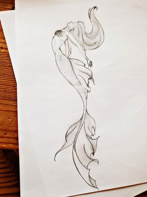 Mythical Mermaid Drawing, David Delamare Mermaids, Goddess Art Sketch, Mermaid Underwater Drawing, Mystical Creatures Sketches, Mystical Drawing Ideas, Mermaid Swimming Drawing, Siren Tail Drawing, Mystical Creature Drawing