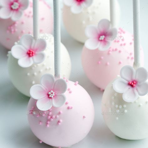 Pink And White Cake, Flower Cake Pops, White Cake Pops, Cake Ball, Wedding Cake Pops, Magic Cake, Salty Cake, Wonderful Flowers, Cake Balls