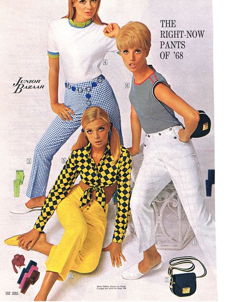 The Right-Now Pants of '68, Sears 1960s Outfit Ideas, 1960s Outfit, 1968 Fashion, Jackie O Style, 1960 Fashion, 1960s Outfits, Sears Catalog, 1960's Fashion, Fashion 1960s