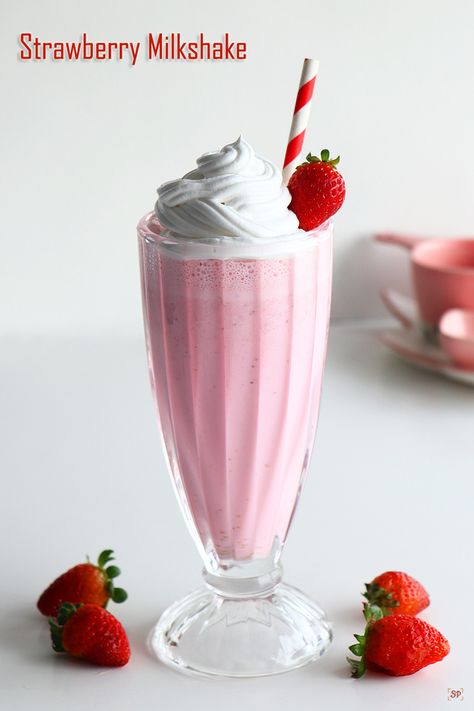 Strawberry Milkshake Recipe Strawberry Milkshake Photography, Strawberry Ice Cream Shake, Strawberry Ice Cream Milkshake, Strawberry Milkshake Aesthetic, Milkshake Photography, Roasted Makhana Recipe, Sweet Pongal Recipe, Makhana Recipe, Strawberry Milkshake Recipe