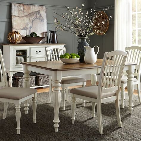 The Gray Barn Cumberland Creek Nutmeg & White 5 Piece Rectangular Table Set - On Sale - Bed Bath & Beyond - 31094130 Round Dining Room Sets, Round Dining Room, Solid Wood Dining Set, Farmhouse Dining Room, Liberty Furniture, Farmhouse Dining, Rectangular Table, Extendable Dining Table, Dining Room Sets