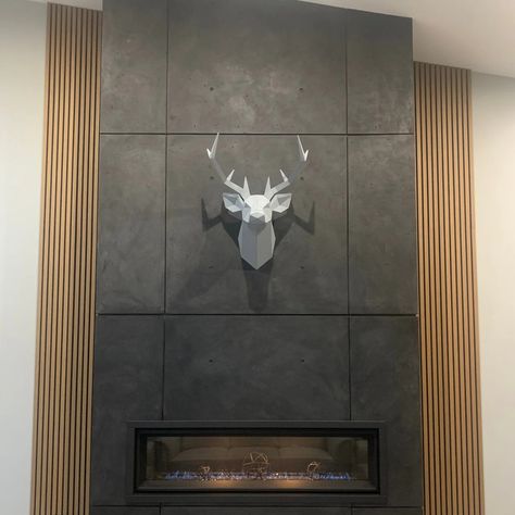 UrbanConcrete - 48x48x1 Faux Concrete Panel - Onyx Concrete Wall Fireplace, Feature Wall Living Room Paper, Metal Panels Interior, Cement Board Fireplace Surround, Charcoal Panel Texture, Concrete Hearth Fireplace, Tv Wall Panel Design Modern Living, Modern White Backsplash, Concrete Finish Wall