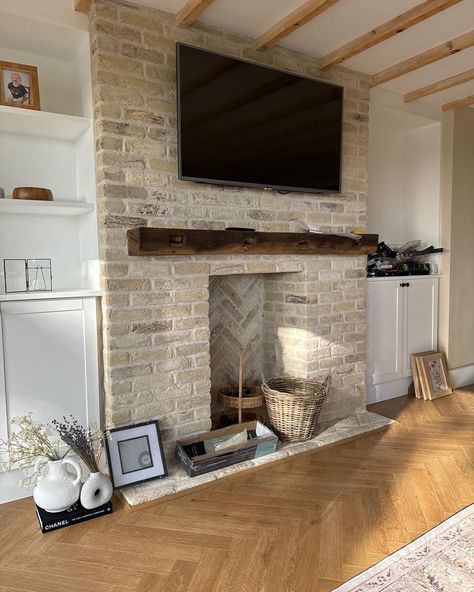 Painted Brick Fireplace