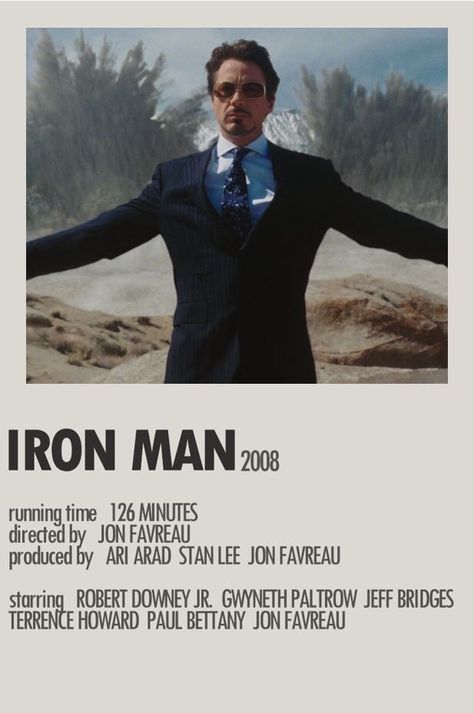 Iron Man Movie Poster, Iran Man, Avengers Movie Posters, Iron Man Poster, Movie Character Posters, Minimalist Polaroid Poster, Iron Men 1, Iron Man 2008, Marvel Movie Posters