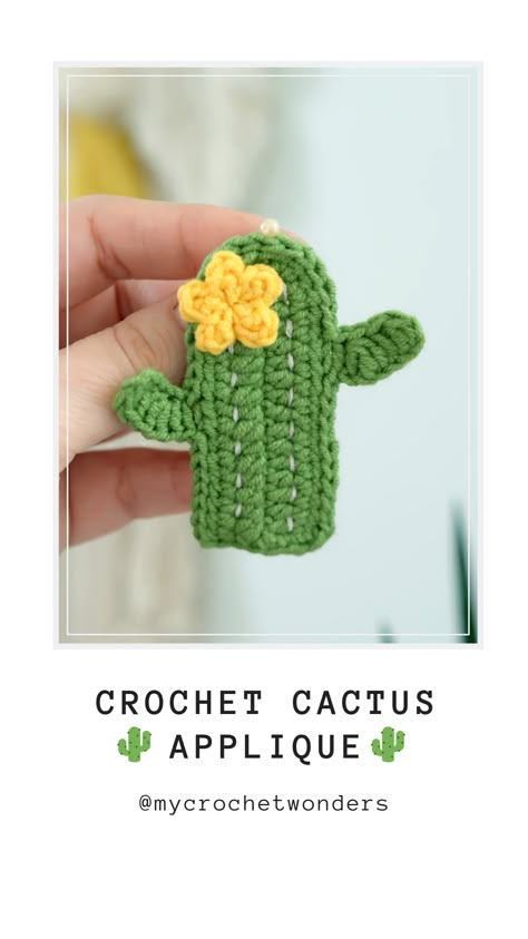 Crochet Cactus free pattern crochet brooch crochet applique crochet patch #llama #crochecactus #freepattern #DIY #crochetpattern Simple Crochet Applique, Crochet Patches Free Pattern, Cute Crochet Applique Patterns Free, Crochet Llama Applique, Crochet Cactus Applique Free Pattern, Crochet Cactus Applique, Crochet Small Applique, Crochet Mini Applique, Crochet Patches Applique