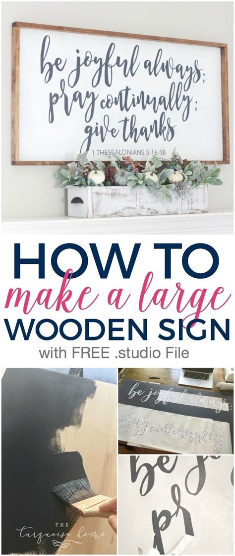 This tutorial is so easy and I made this sign with mostly items I had around the house. LOVE how it turned out! | How to Make a Large Wooden Sign Diy Wood Signs, Mason Jar Diy, Mason Jar Crafts, Easy Home Decor, Décor Diy, Diy Signs, Jar Crafts, Handmade Home Decor, Wooden Sign