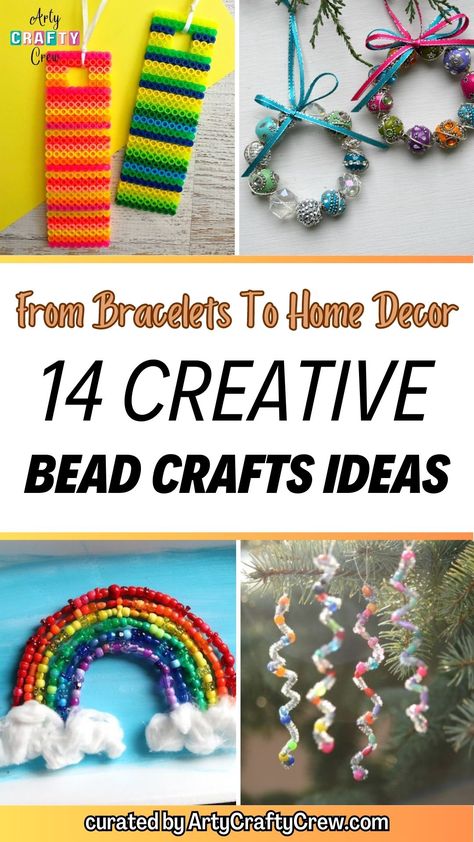 Discover 14 unique bead crafts ideas that will unleash your creativity! From stunning jewelry designs to adorable keychains, this collection has it all. Curated by Arty Crafty Crew. Beading Crafts For Kids, How To Make Pony Bead Keychains, Bead Crafts Diy Ideas, Crafts With Perler Beads, What Can I Make With Beads, Bead Projects For Kids, Diy Bead Suncatcher, Diy Bead Crafts Ideas, Beaded Keychain Diy Tutorials